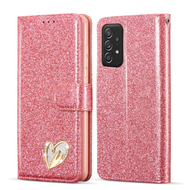 

For Samsung Galaxy A72 5G Glitter Powder Love Leather Phone Case(Rose Red)
