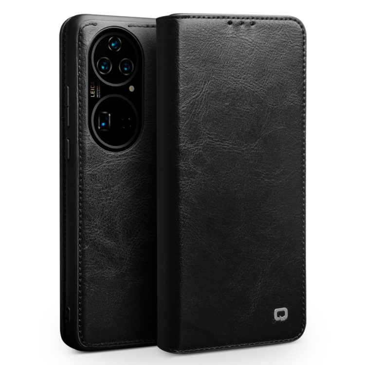 

For Huawei P50 Pro QIALINO Genuine Leather Phone Case(Black)