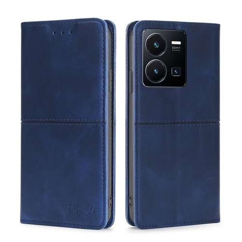 

For vivo Y35 4G / Y22 / Y22s Cow Texture Magnetic Leather Phone Case(Blue)