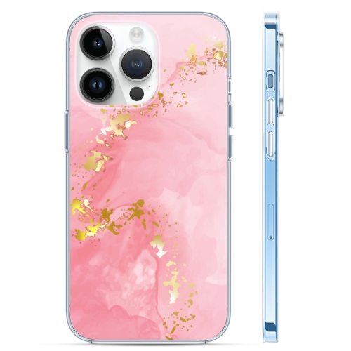 

For iPhone 14 Pro Coloured Glaze Marble Phone Case(Pink Gold)