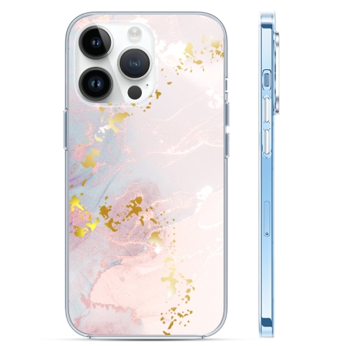 

For iPhone 14 Pro Coloured Glaze Marble Phone Case(White Gold)