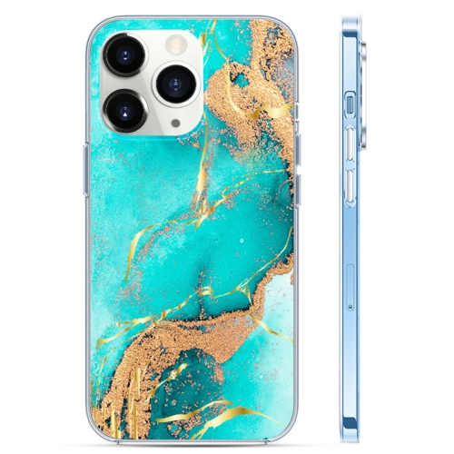 

For iPhone 11 Pro Coloured Glaze Marble Phone Case(Green Gilt)