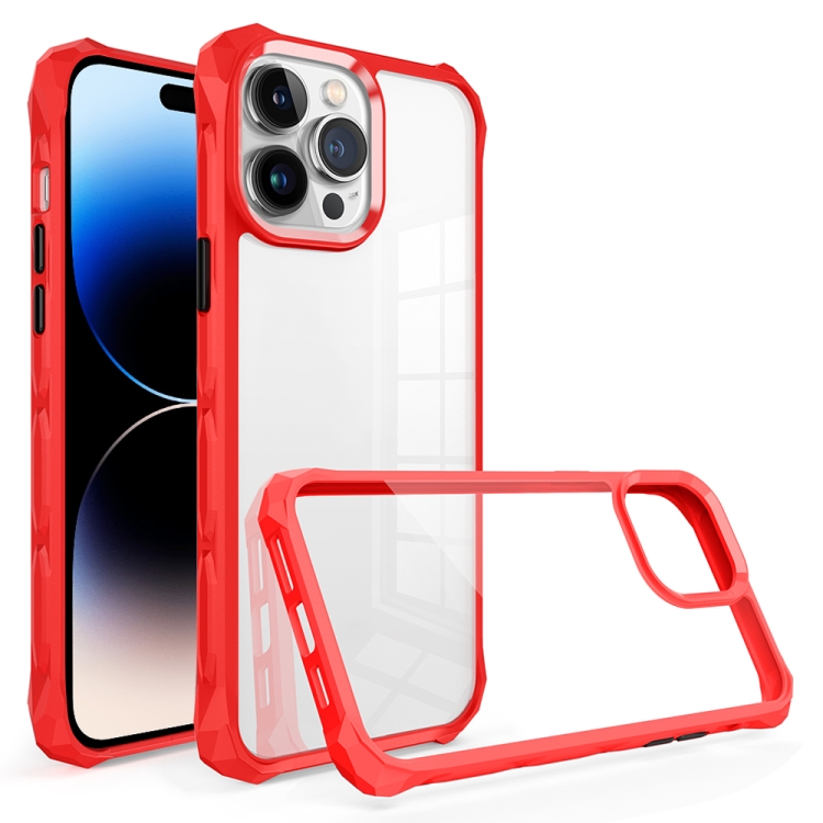

For iPhone 14 Pro Max Water Cube High Transparent Space Phone Case(Red)