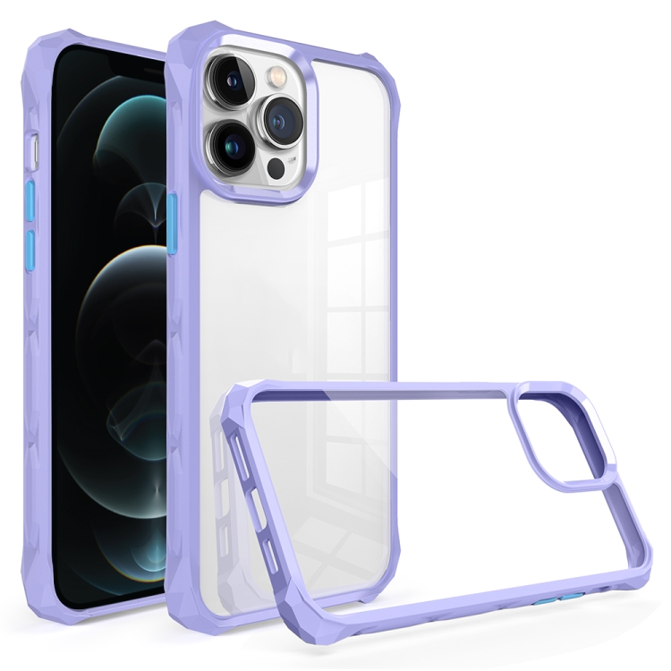 

For iPhone 12 Pro Water Cube High Transparent Space Phone Case(Purple)