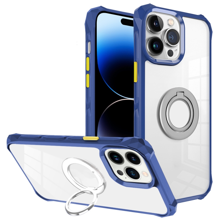 

For iPhone 14 Pro Water Cube High Permeability Space Phone Case with Invisible Holder(Sapphire)