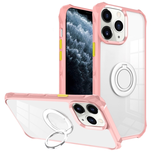 

For iPhone 11 Pro Max Water Cube High Permeability Space Phone Case with Invisible Holder(Pink)