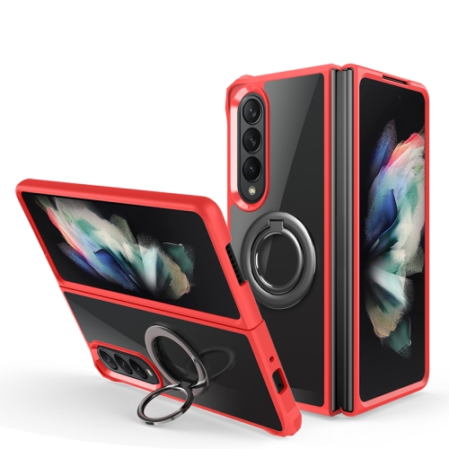 

For Samsung Galaxy Z Fold4 Water Cube High Permeability Space Phone Case with Invisible Holder(Red)
