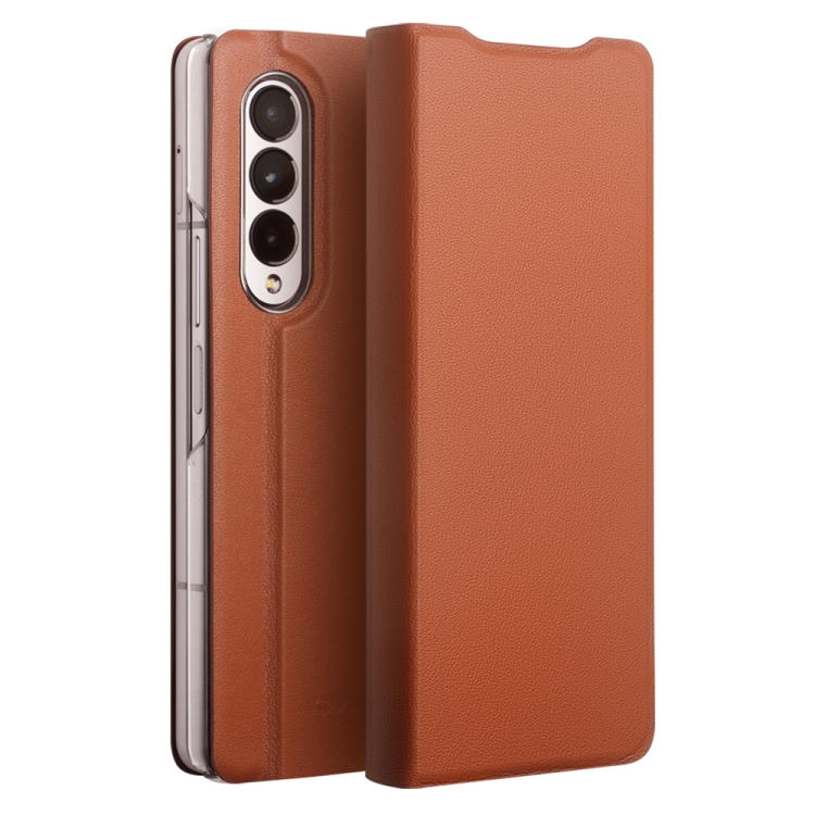 

For Samsung Galaxy Z Fold3 5G/W22 5G QIALINO Ultrathin Genuine Leather Phone Case(Brown)