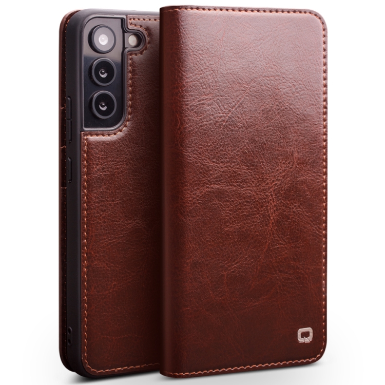 

For Samsung Galaxy S22 5G QIALINO Genuine Leather Phone Case(Brown)