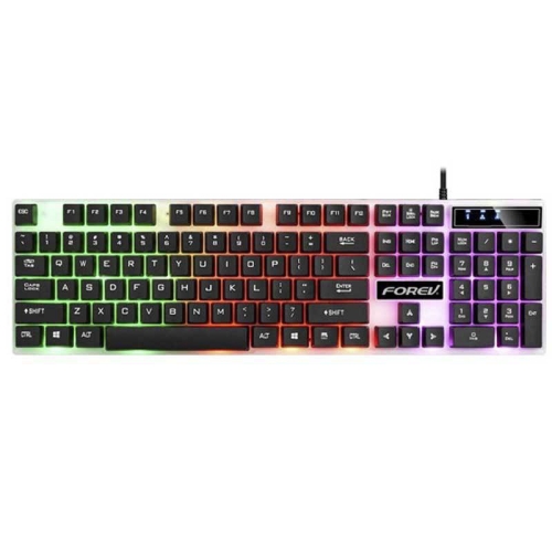 

FOREV Wired Gaming Illuminated Keyboard, Color:Black Key White Background