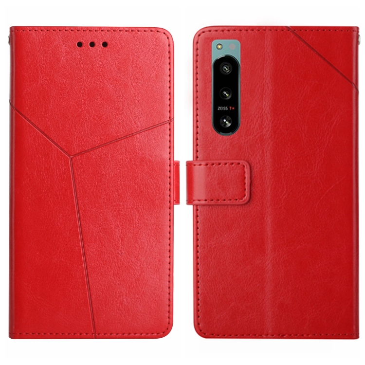 

For Sony Xperia 5 IV HT01 Y-shaped Pattern Flip Leather Phone Case(Red)