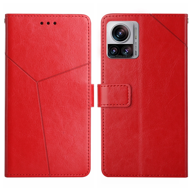 

For Motorola Edge 30 Ultra/Moto X30 Pro HT01 Y-shaped Pattern Flip Leather Phone Case(Red)