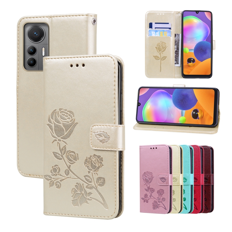 

For Xiaomi 12 Lite Rose Embossed Flip PU Leather Phone Case(Gold)