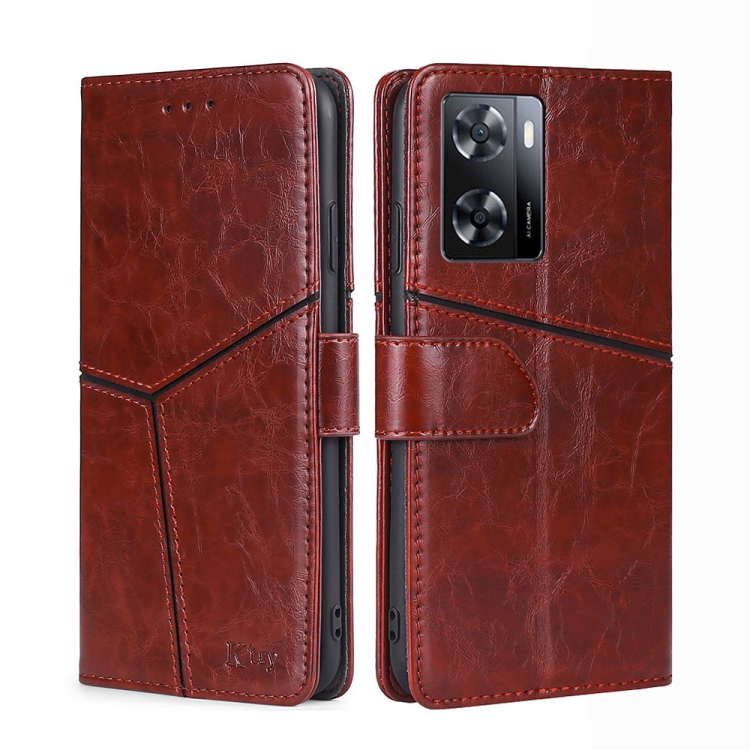 

For OnePlus Nord N20 SE 4G Geometric Stitching Leather Phone Case(Dark Brown)