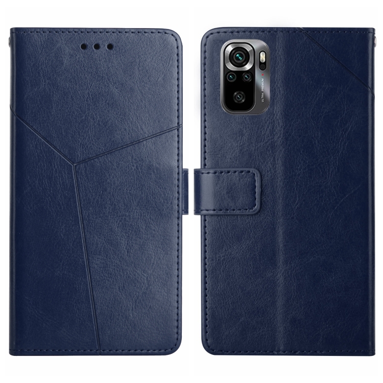 

For Xiaomi Poco M5s HT01 Y-shaped Pattern Flip Leather Phone Case(Blue)