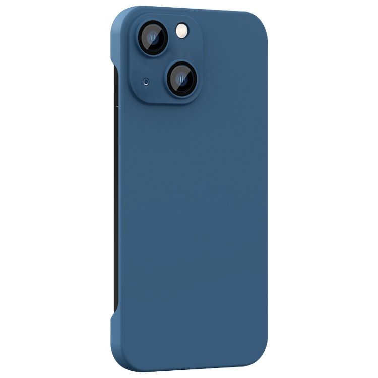 

For iPhone 14 Plus Rimless PC Phone Case with Lens Film(Blue)