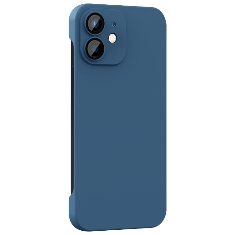 

For iPhone 12 Rimless PC Phone Case with Lens Film(Blue)