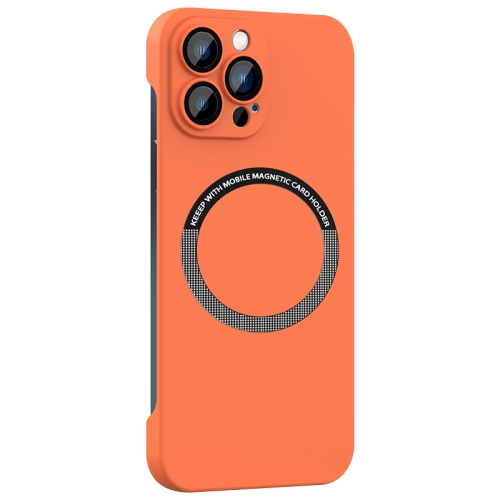 

For iPhone 14 Pro Magsafe Rimless PC Phone Case with Lens Film(Orange)