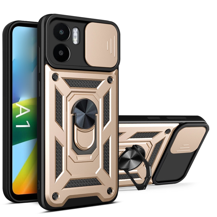 

For Xiaomi Redmi A1 4G Sliding Camera Cover Design TPU+PC Phone Case(Gold)