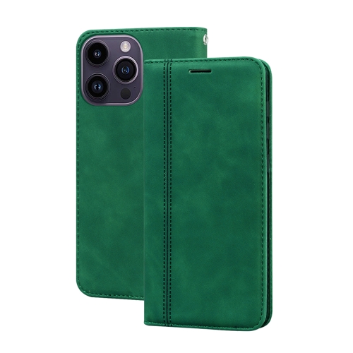 

For iPhone 14 Pro Frosted Business Magnetic Horizontal Flip PU Phone Case(Green)