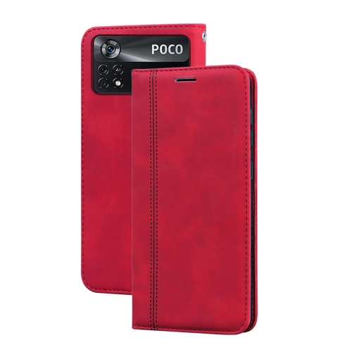 

For Xiaomi Poco X4 Pro 5G Frosted Business Magnetic Horizontal Flip PU Phone Case(Red)