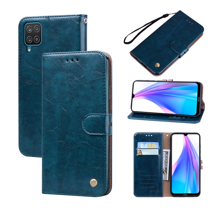 

For Samsung Galaxy M53 Oil Wax Texture Leather Phone Case(Blue)