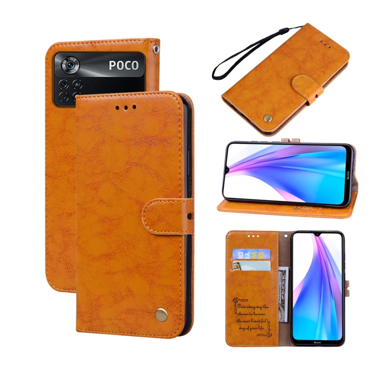 

For Xiaomi Poco X4 Pro 5G Oil Wax Texture Leather Phone Case(Yellow)