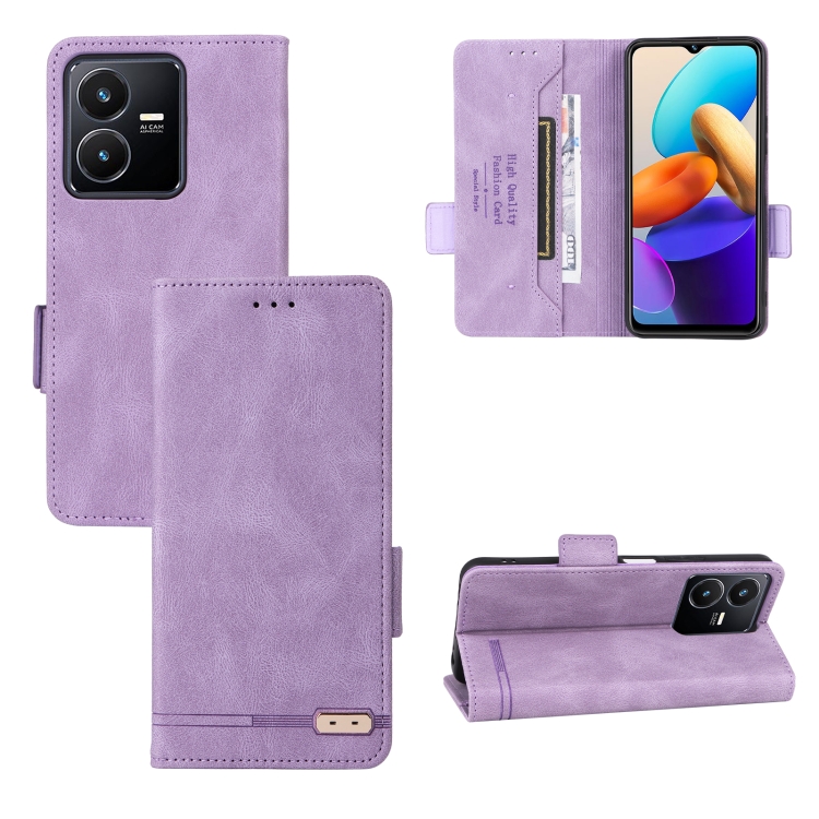 

For vivo Y22s / Y35 Magnetic Clasp Leather Phone Case(Purple)
