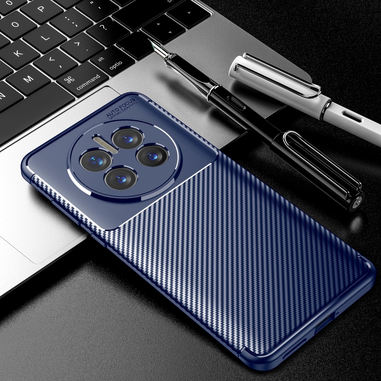 

For Huawei Mate 50 Pro Carbon Fiber Texture Fine Hole TPU Phone Case(Blue)