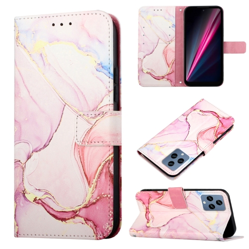 

For T-Mobile Revvl 6 5G PT003 Marble Pattern Flip Leather Phone Case(Rose Gold LS005)