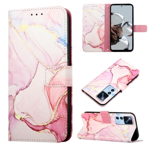 

For Xiaomi 12T/12T Pro/Redmi K50 Ultra PT003 Marble Pattern Flip Leather Phone Case(Rose Gold LS005)