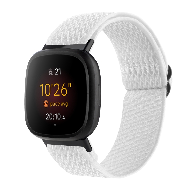 

For Fitbit Versa 4 / Sense 2 Universal Wave Nylon Watch Band(White)