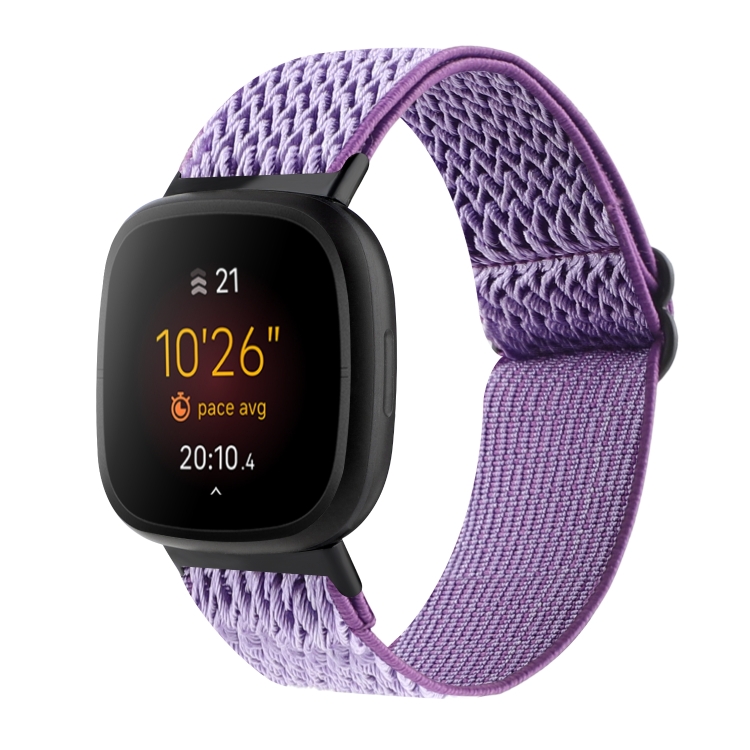 

For Fitbit Versa 4 / Sense 2 Universal Wave Nylon Watch Band(Lilacs)