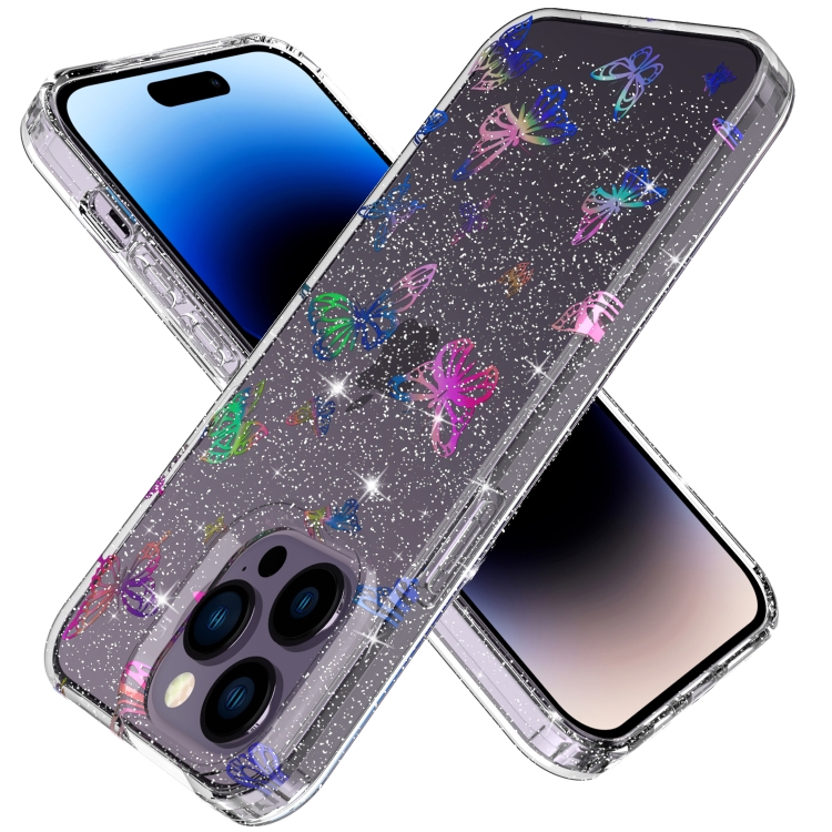 

For iPhone 14 Pro Max Laser IMD Phone Case(P-GWL10081 Butterfly)