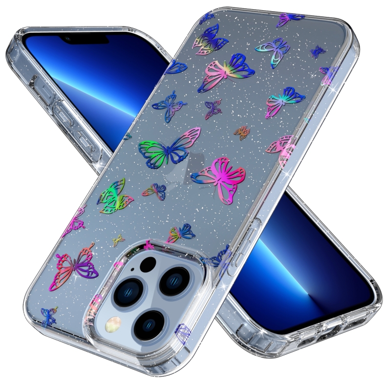 

For iPhone 13 Pro Max Laser IMD Phone Case(P-GWL10081 Butterfly)