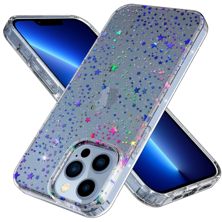 

For iPhone 13 Pro Laser IMD Phone Case(GWL041BL Star)