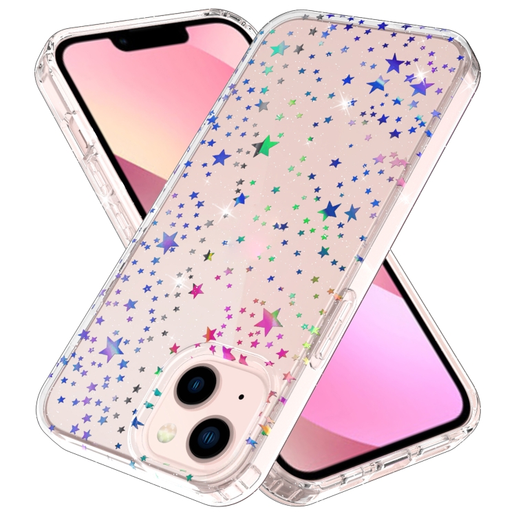 

For iPhone 13 Laser IMD Phone Case(GWL041BL Star)