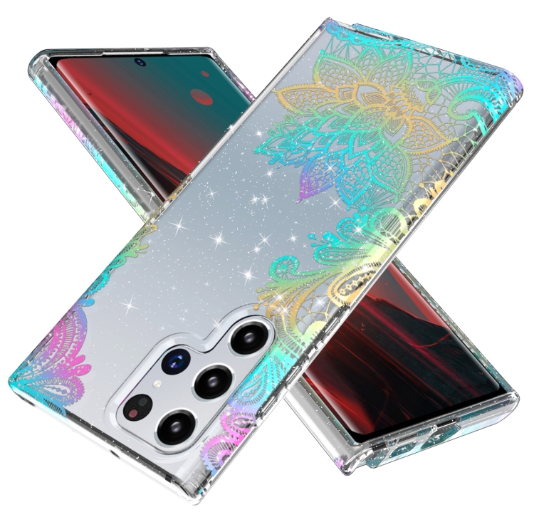 

For Samsung Galaxy S22 Ultra 5G Laser IMD Phone Case(ZK002BL Small Flower)