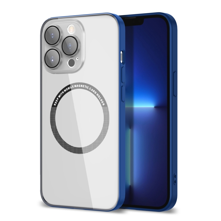 

For iPhone 14 Plus Lens Protector Magsafe Phone Case(Blue)
