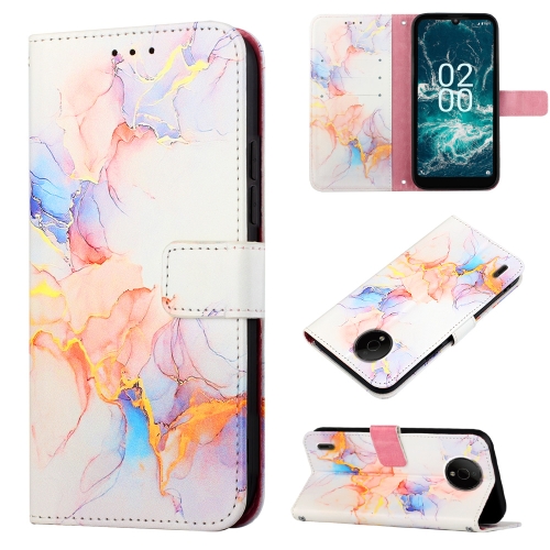 

For Nokia C200 PT003 Marble Pattern Flip Leather Phone Case(Galaxy Marble White LS004)