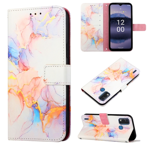 

For Nokia G11 Plus PT003 Marble Pattern Flip Leather Phone Case(Galaxy Marble White LS004)