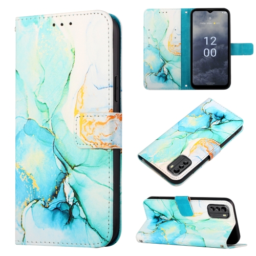 

For Nokia G60 5G PT003 Marble Pattern Flip Leather Phone Case(Green LS003)