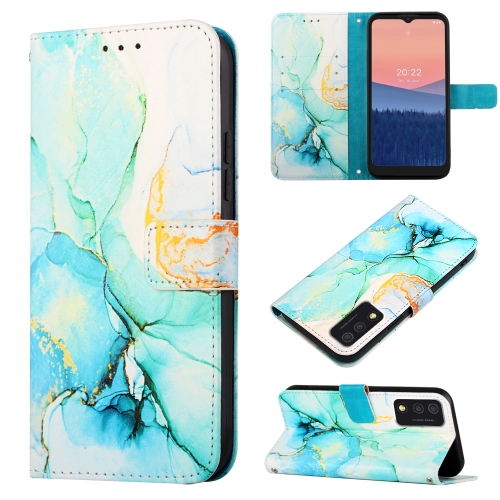 

For TCL 30T T603DL PT003 Marble Pattern Flip Leather Phone Case(Green LS003)