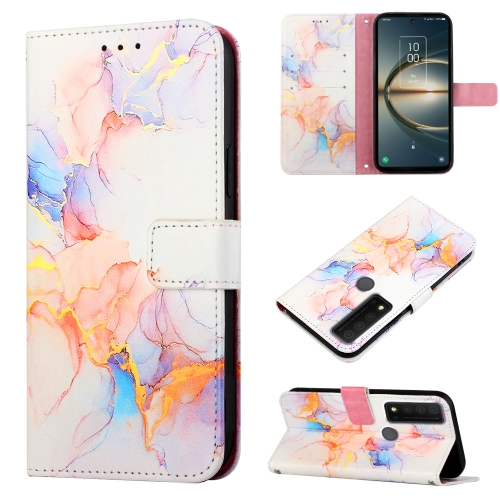 

For TCL 30 V 5G T781S/30 XE 5G PT003 Marble Pattern Flip Leather Phone Case(Galaxy Marble White LS004)