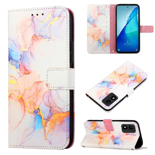 

For TCL 303 PT003 Marble Pattern Flip Leather Phone Case(Galaxy Marble White LS004)