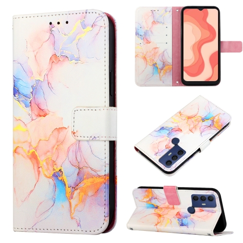 

For Sharp Aquos V6/V6 Plus PT003 Marble Pattern Flip Leather Phone Case(Galaxy Marble White LS004)