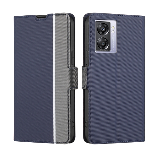 

For OPPO K10 5G Global Twill Texture Side Buckle Leather Phone Case(Blue)