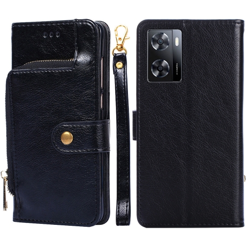 

For OPPO A57s 4G / A57e 4G Zipper Bag Flip Leather Phone Case(Black)