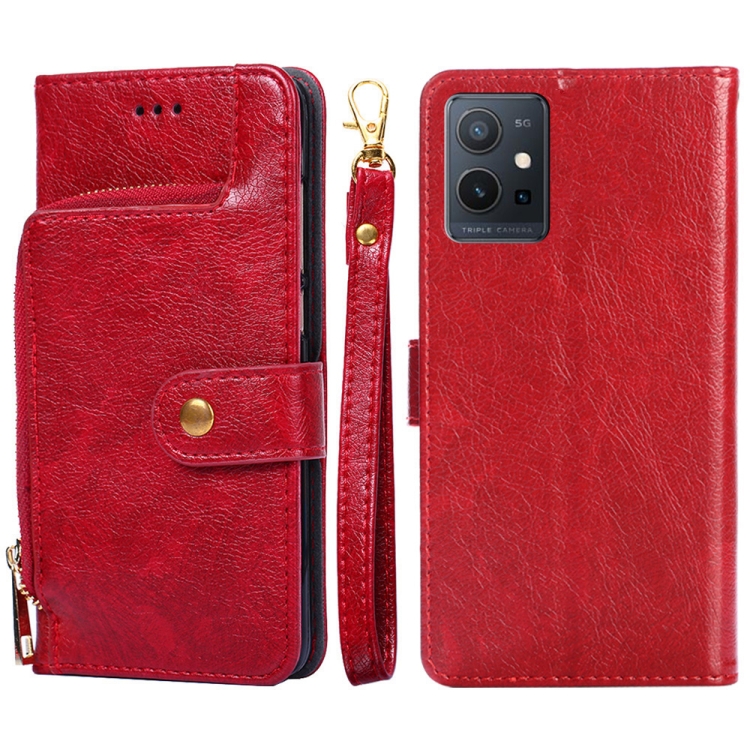 

For vivo Y52t Zipper Bag Flip Leather Phone Case(Red)