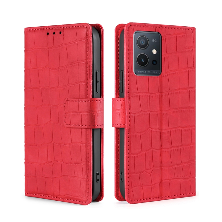 

For vivo Y52t Skin Feel Crocodile Magnetic Clasp Leather Phone Case(Red)